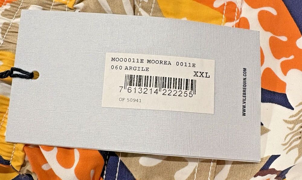 NWT VILEBREQUIN Swim Trunks Men's XXL-2XL Moorea Shorts Blue Orange Drawstring - Picture 15 of 16